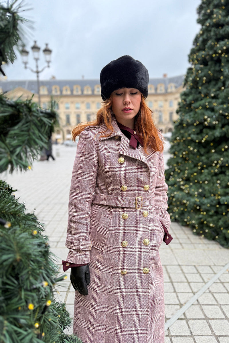 Manteau Prince de Galles Bordeaux