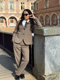 Pantalon Paddington Prince de Galles Marron