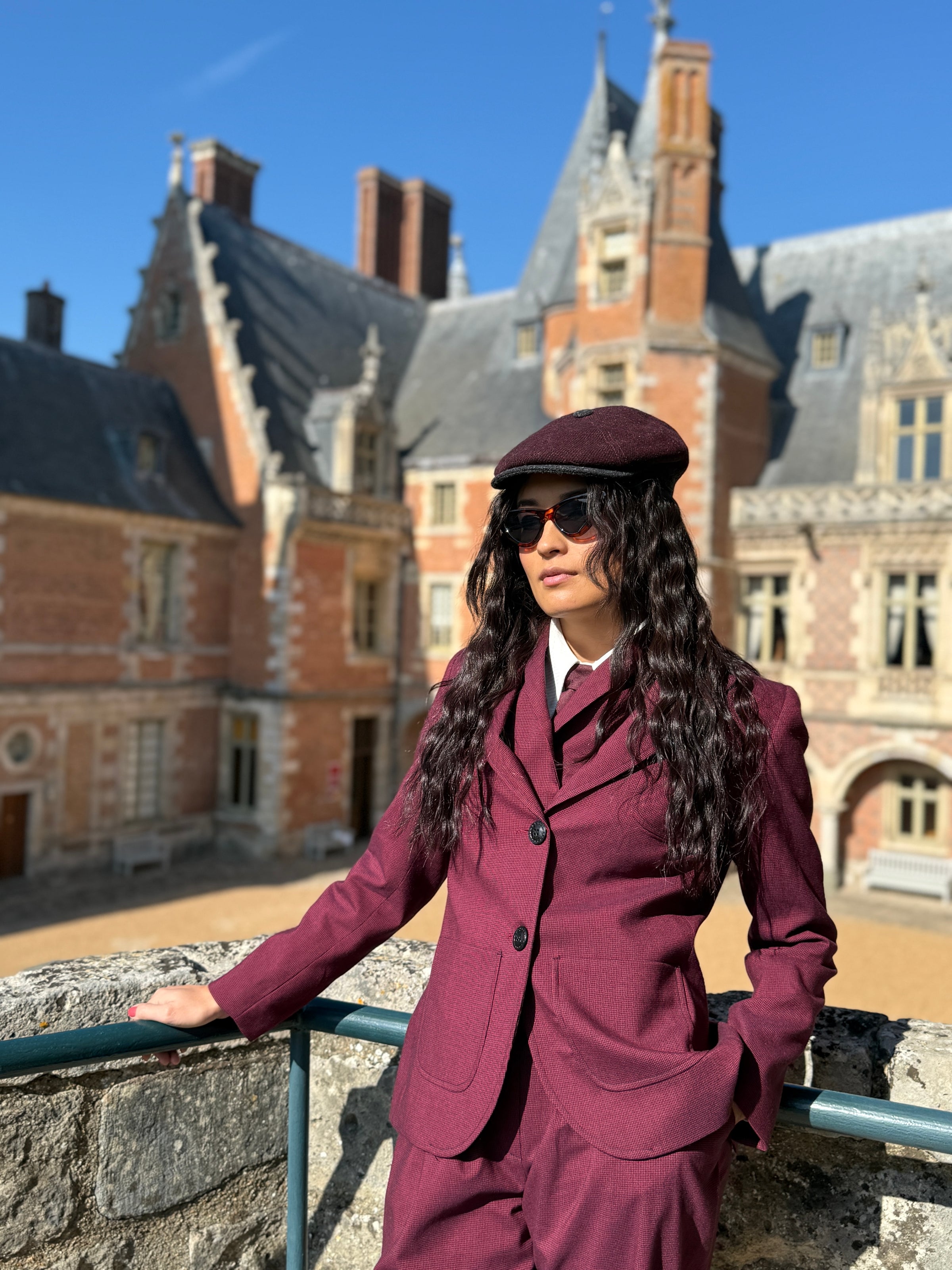 Veste Paddington Pied de Poule Bordeaux