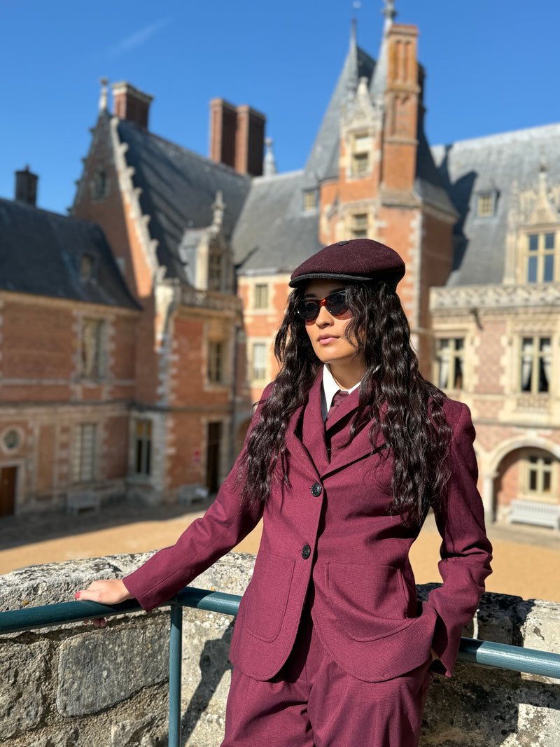 Veste Paddington Pied de Poule Bordeaux