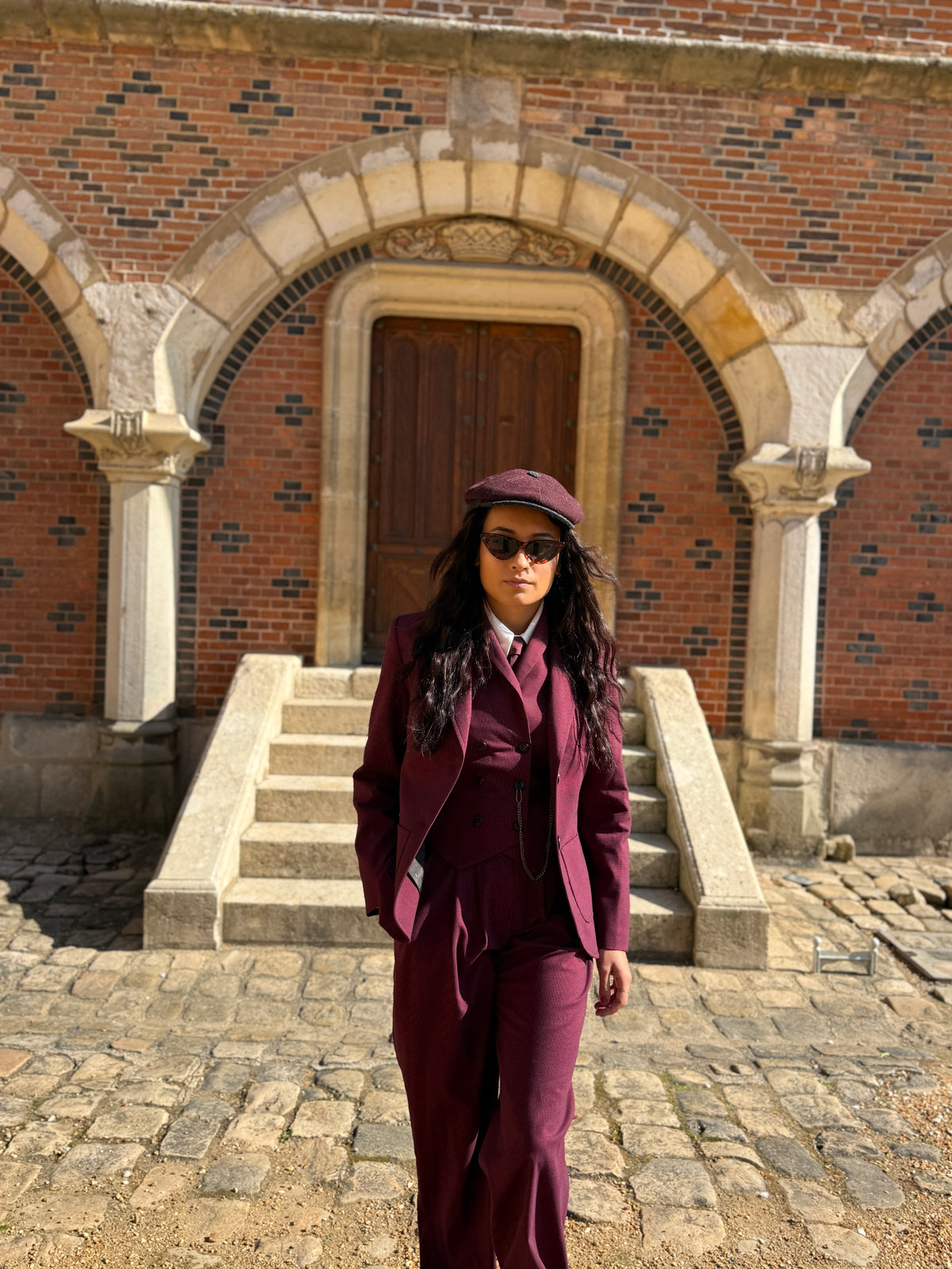 Veste Paddington Pied de Poule Bordeaux