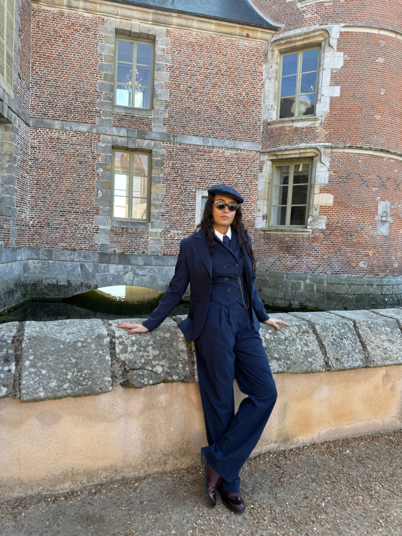 Pantalon Paddington Pied de Poule Bleu