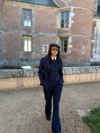 Pantalon Paddington Pied de Poule Bleu