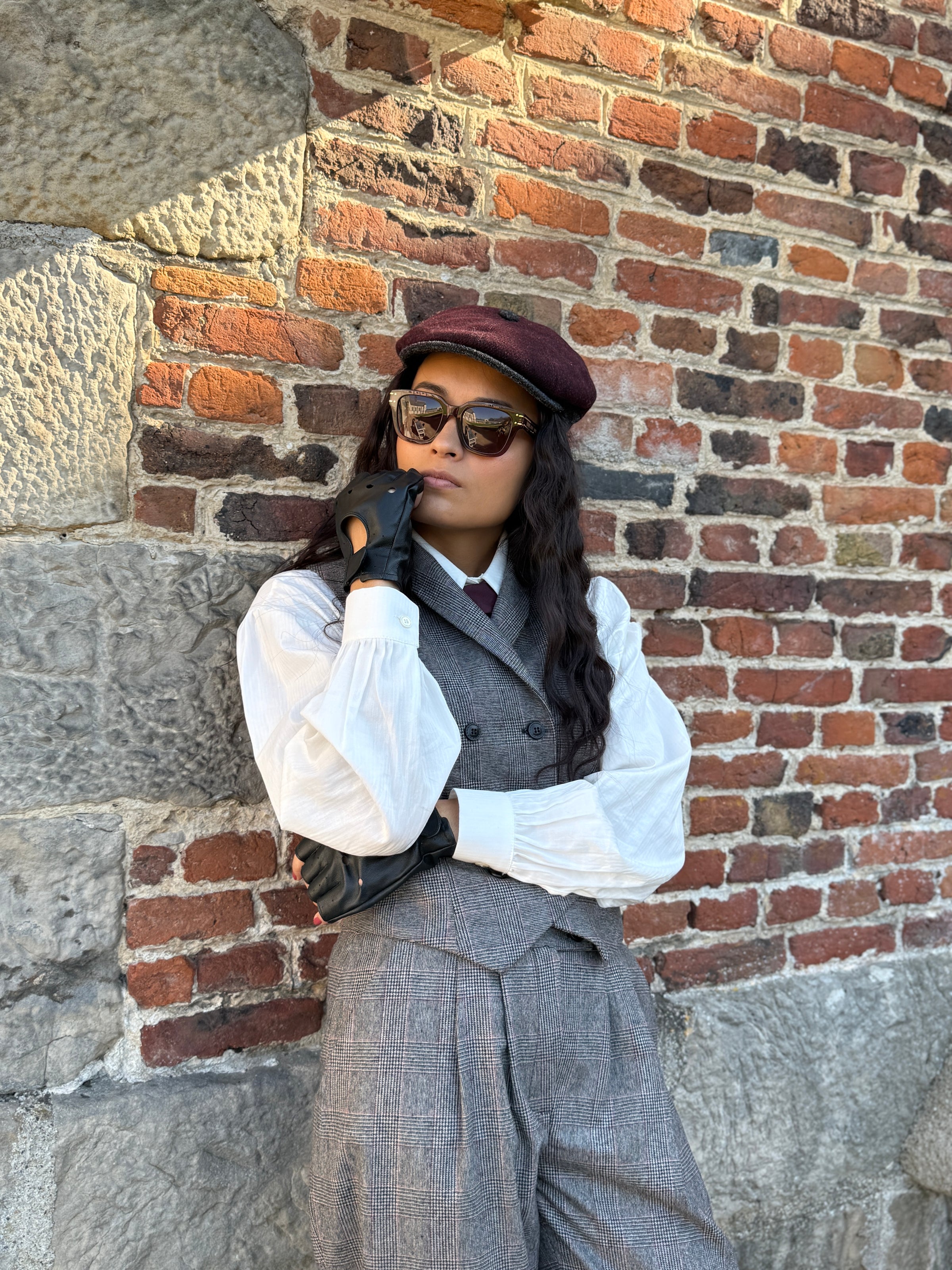 Veston Paddington Prince de Galles Gris/ Bordeaux