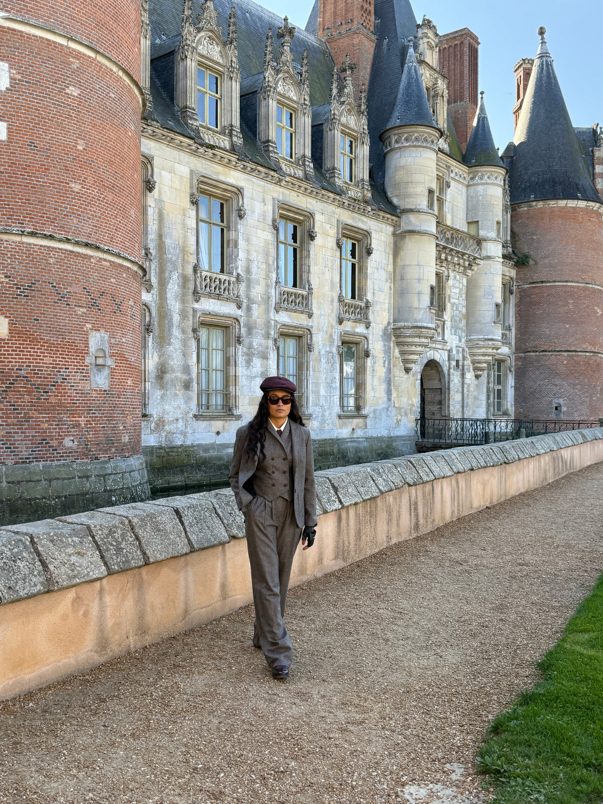 Pantalon Paddington Prince de Galles Gris/ Bordeaux