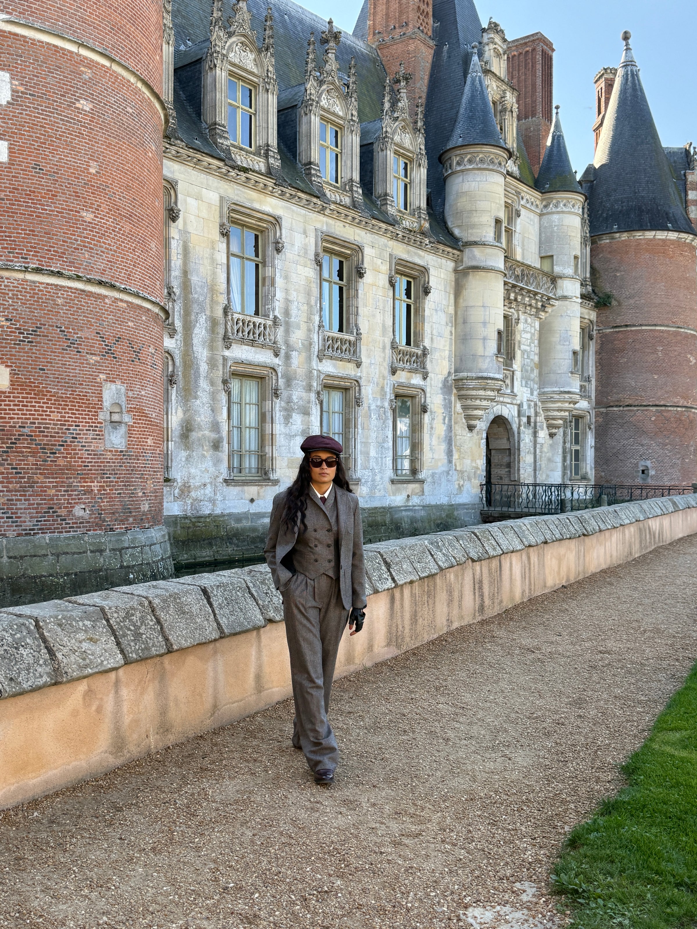 Pantalon Paddington Prince de Galles Gris/ Bordeaux