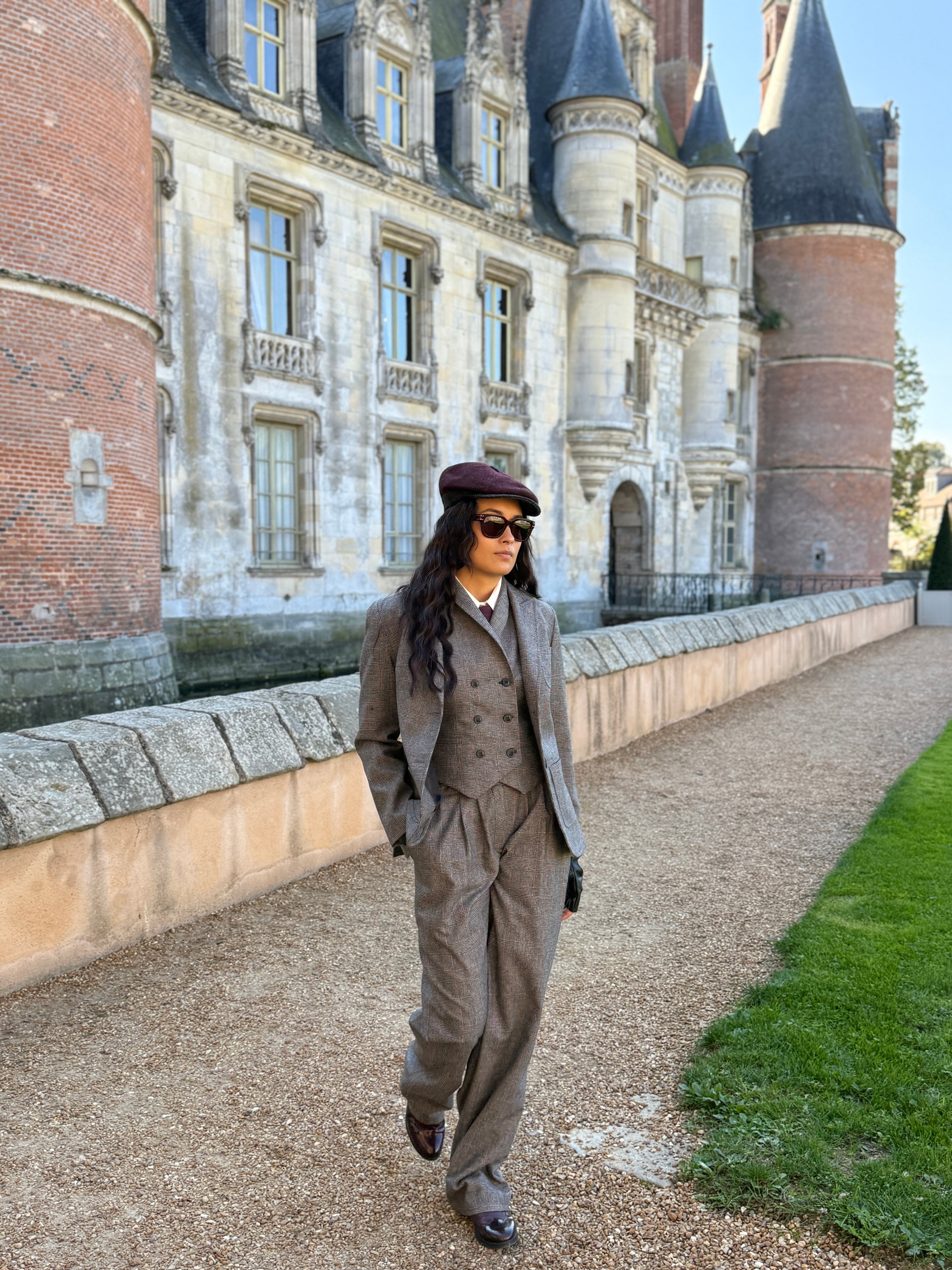 Pantalon Paddington Prince de Galles Gris/ Bordeaux