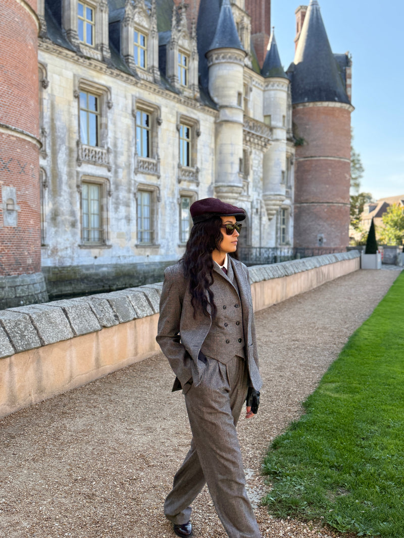 Pantalon Paddington Prince de Galles Gris/ Bordeaux