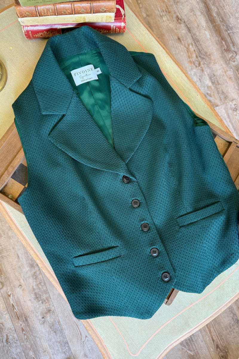 Veston Peaky Vert Sapin motifs Avec Col