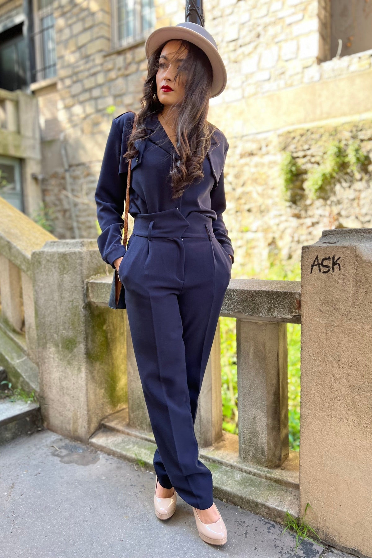 80'S Navy Blue Pants