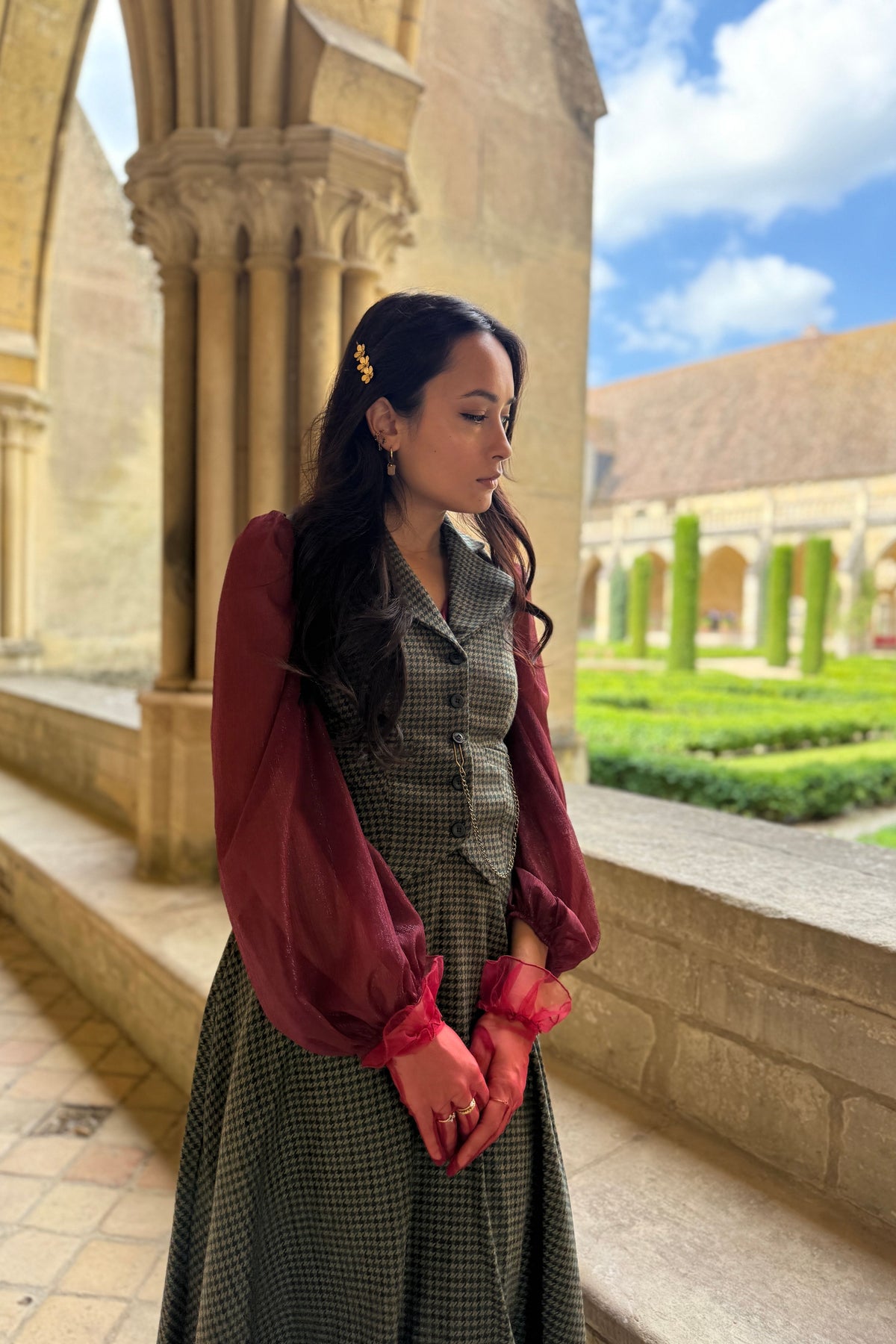 Veston Peaky Pied de Poule Bordeaux/Vert