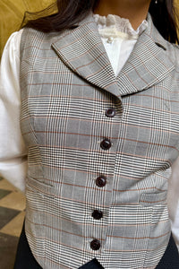 Veston Académia Prince de Galles Beige/Camel avec col