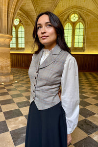 Veston Académia Prince de Galles Beige/Camel avec col