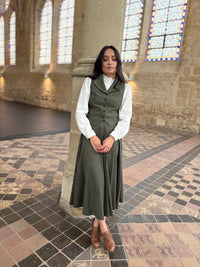 Academia Houndstooth Khaki Skirt