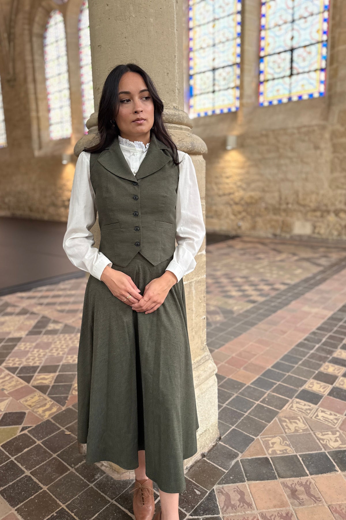 Veston Peaky Pied de Poule Kaki