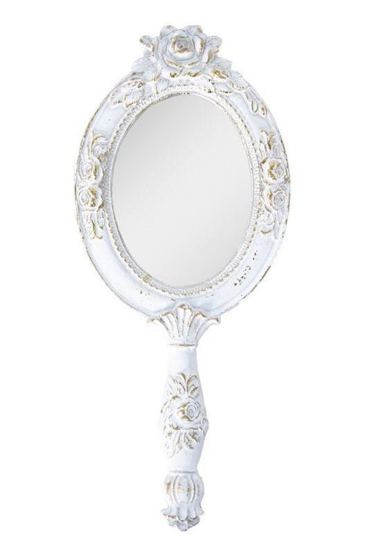 White hand mirror