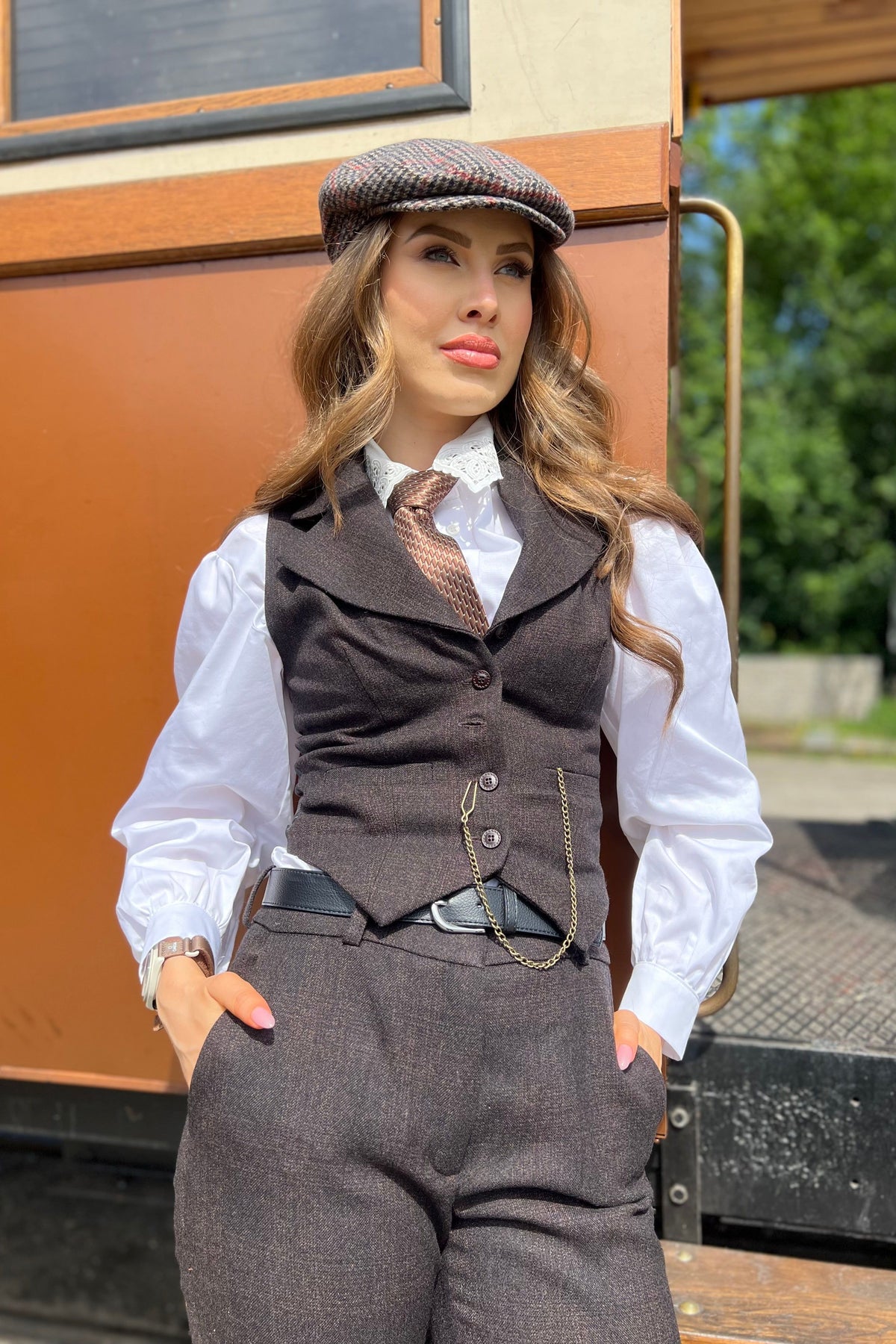 Veston Peaky Marron Chine avec Col