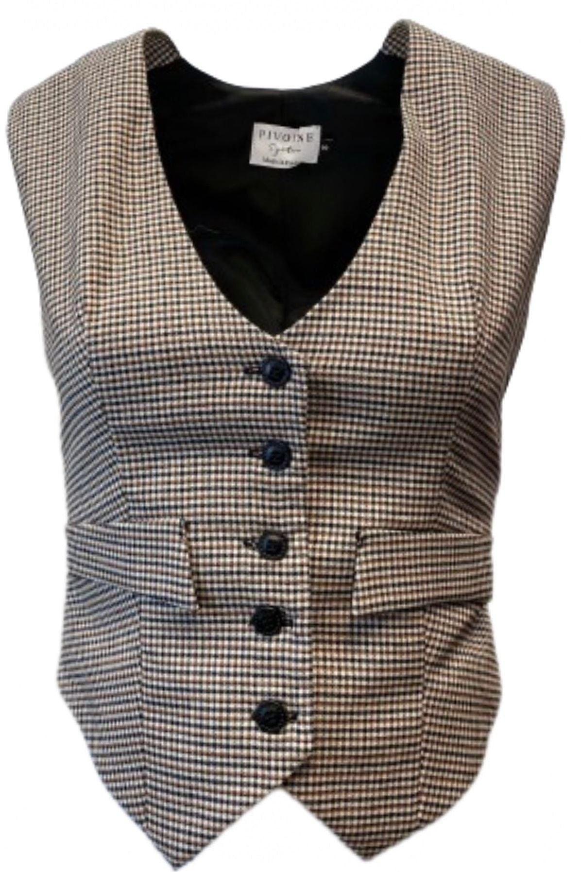 Veston Académia Pied de Poule Beige/Noir/Camel