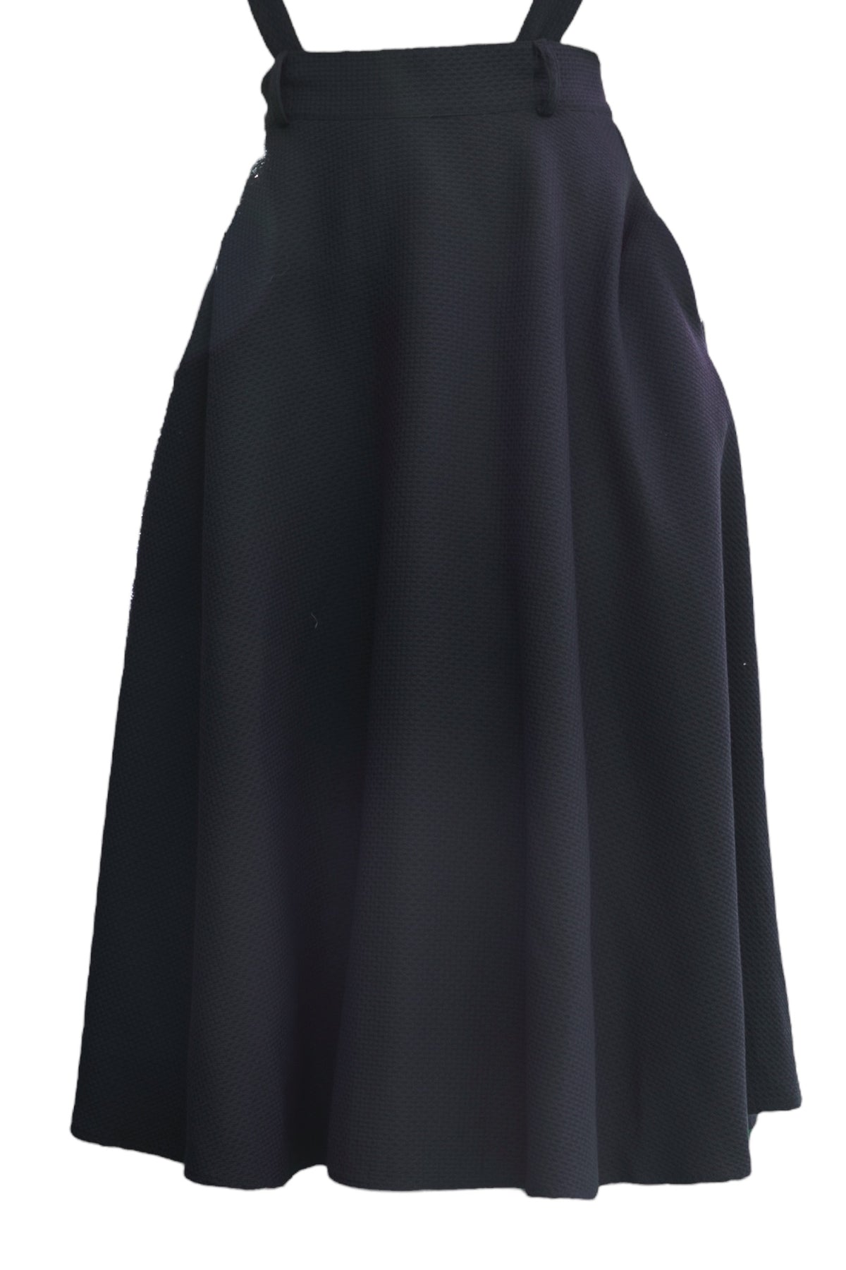 jupe académia noir texturée  élégante taille haute bretelles optionnelles et ajustables made in france Polyester 