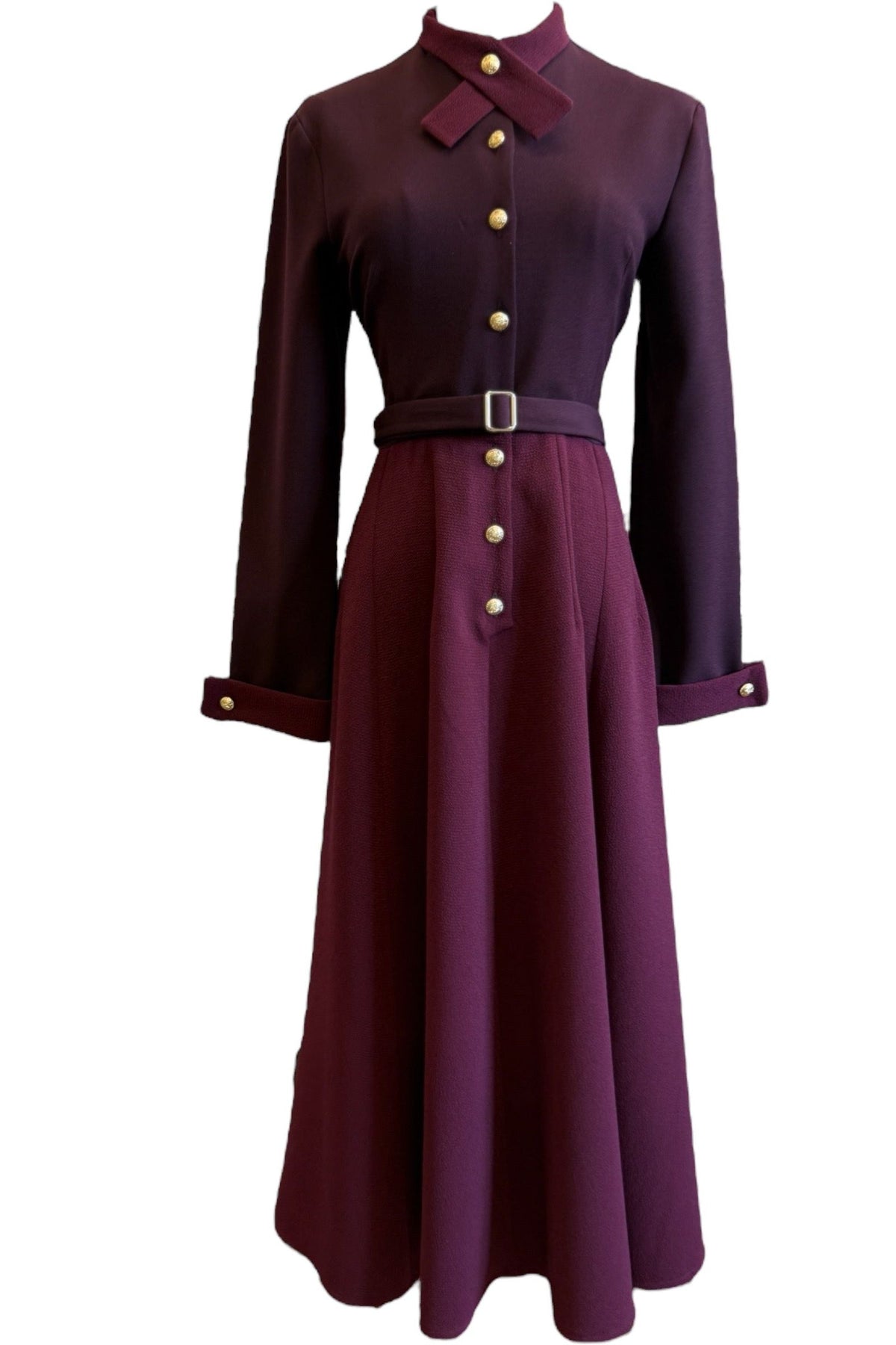 robe mia bordeaux rétro année 50 ceinture incluse élégance intemporelle polyester made in france maille fine milano 