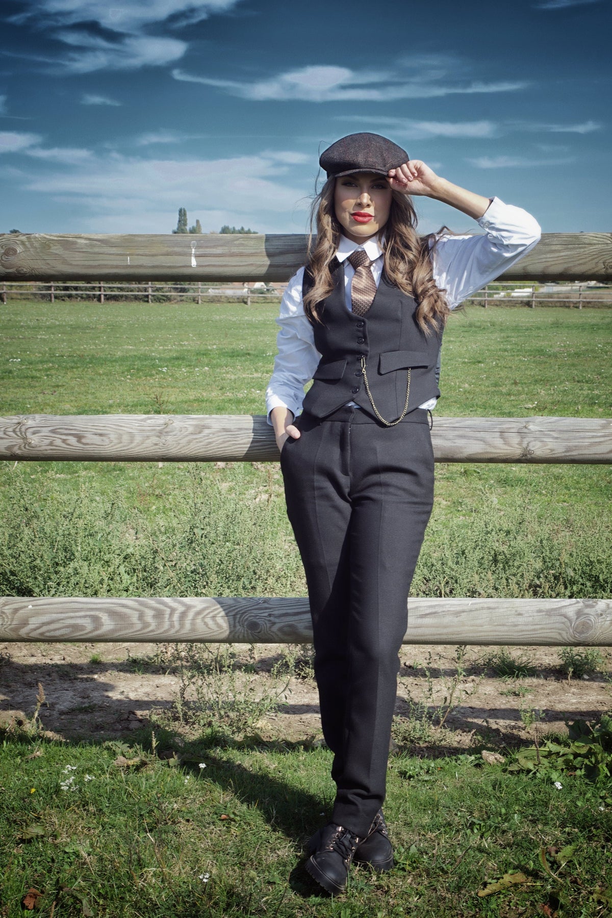 Veston Peaky Noir sans col