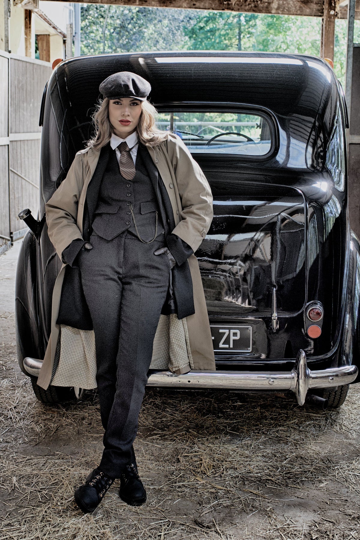 Veston Peaky Noir sans col