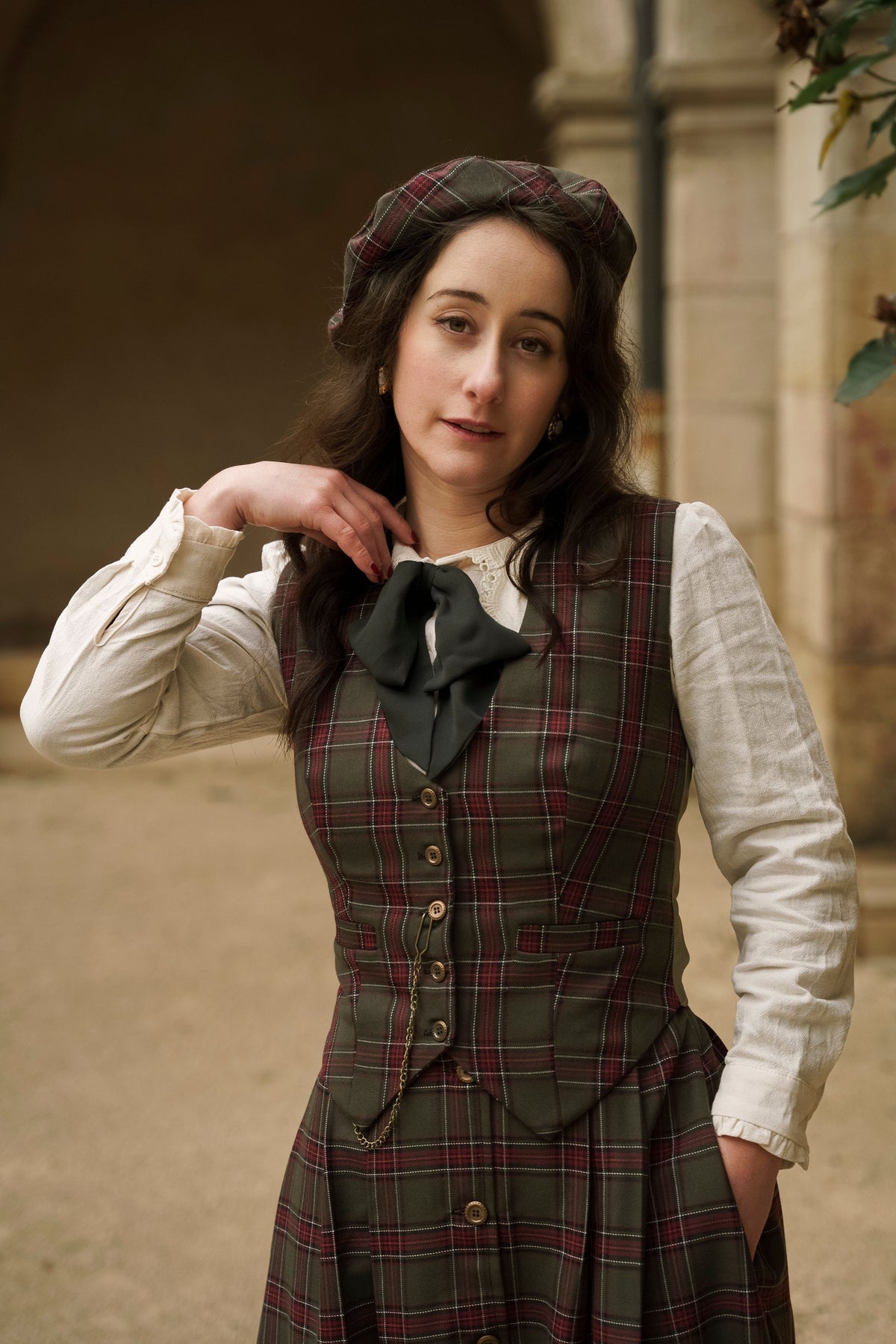 Academia Tartanjacke Grün/Bordeaux