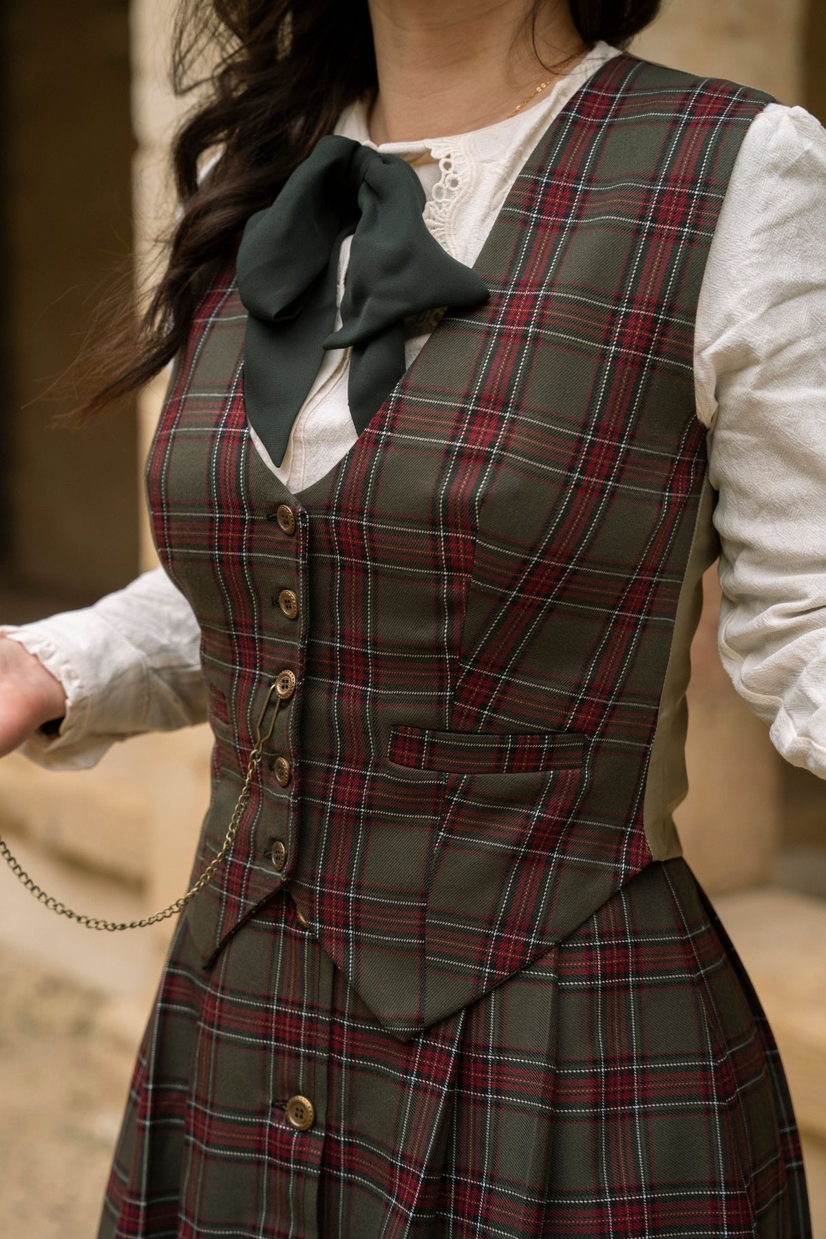 Academia Tartanjacke Grün/Bordeaux