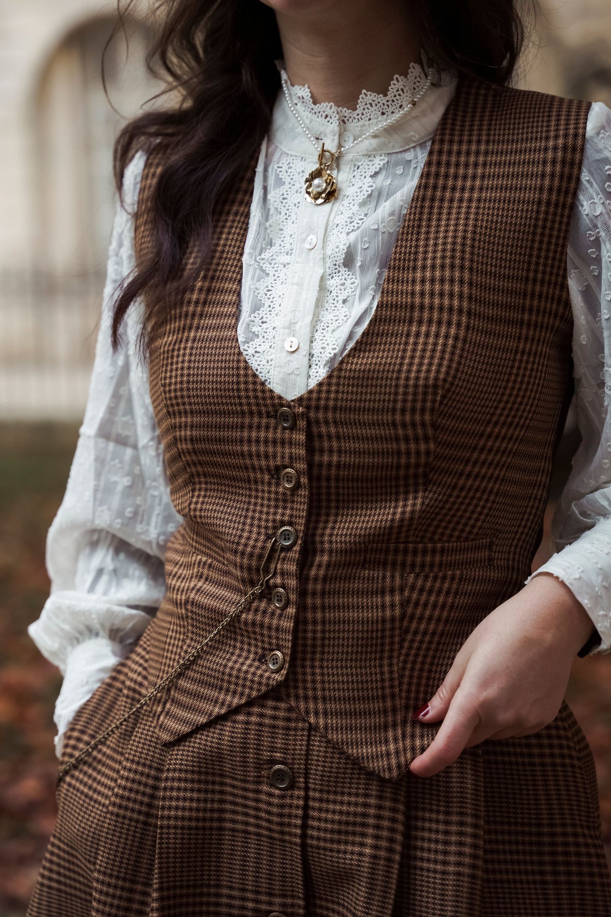 Veston Académia Prince de Galles Camel/Noir