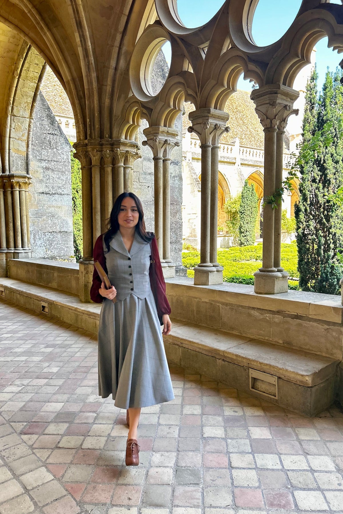 Veston Academia Carreaux Gris/ Bordeaux