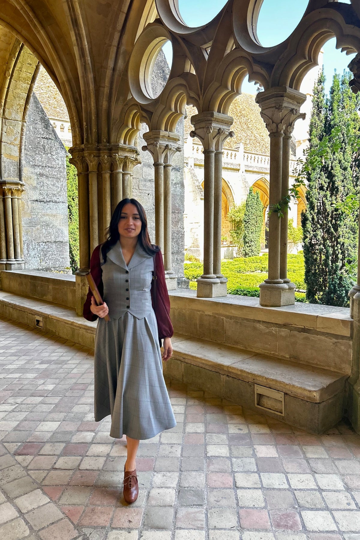 Jupe Academia Carreaux Gris/ Bordeaux