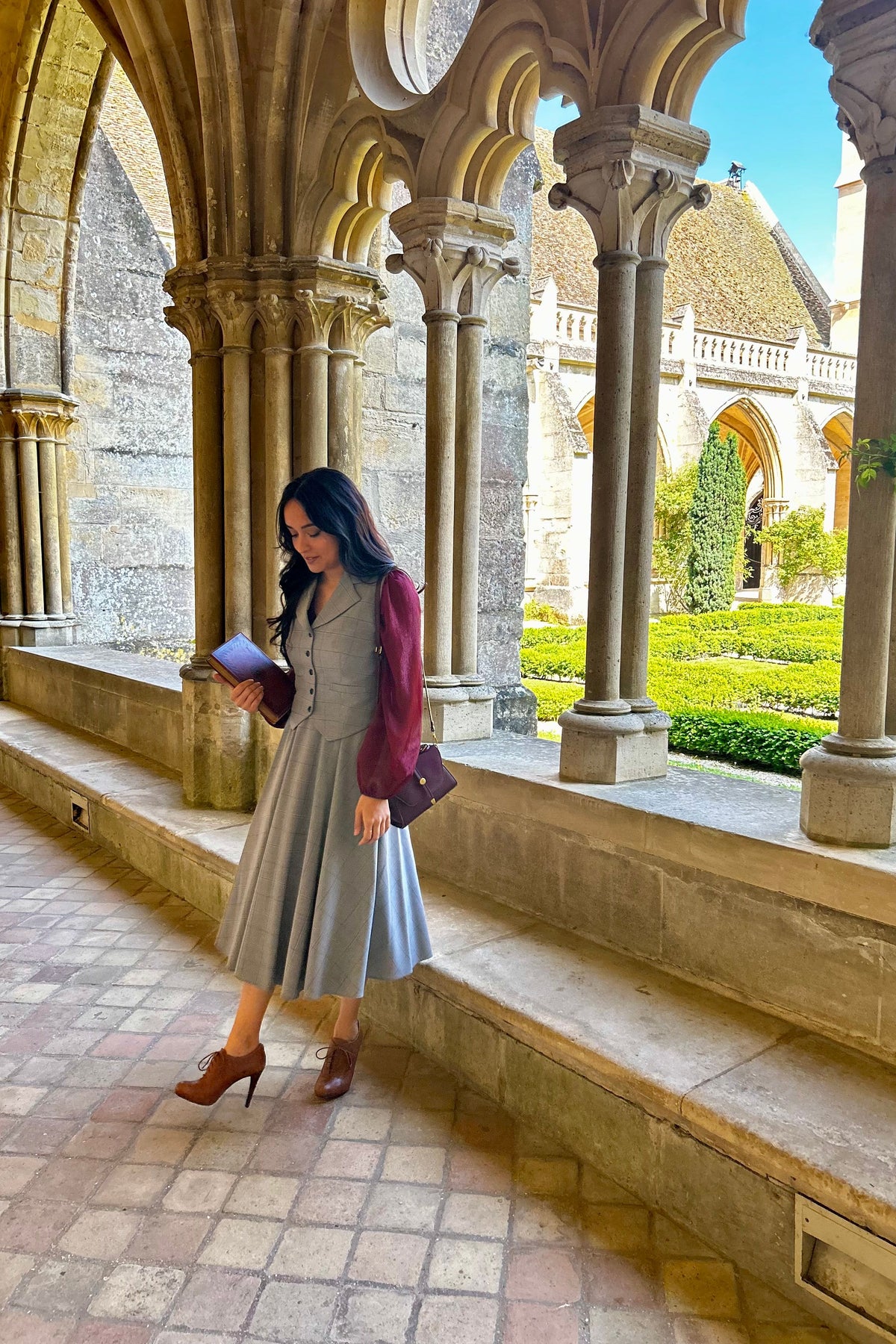 Jupe Academia Carreaux Gris/ Bordeaux