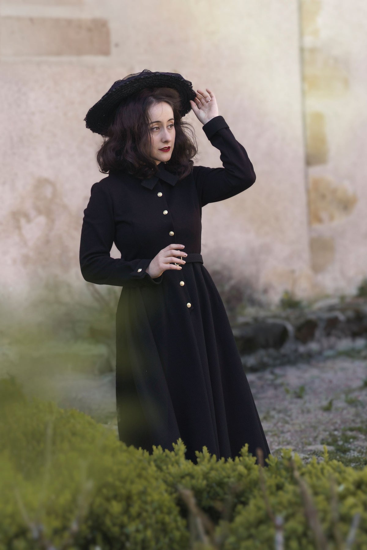 robe mia noire rétro année 50 ceinture incluse élégance intemporelle polyester made in france 